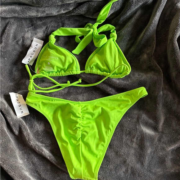 NWT Neon Green Bikini Top & Bottom S - PacSun LA Hearts - Picture 2 of 6